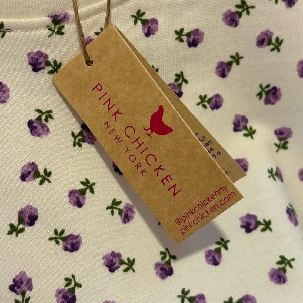 NWT Pink Chicken NY Baby Girls Organic Sweatshirt Bubble Tiny Purple Roses 18-24 - Picture 4 of 6